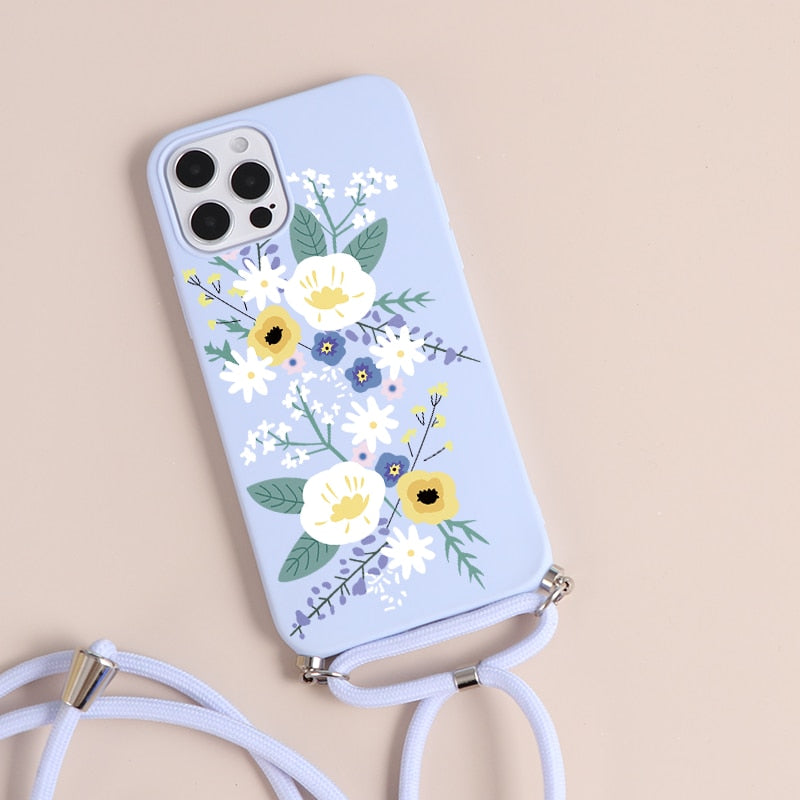 Bonita funda de teléfono con flores y mariposas para iPhone💗™