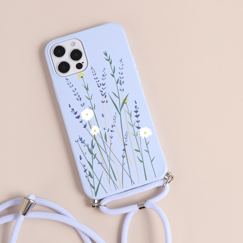 Bonita funda de teléfono con flores y mariposas para iPhone💗™