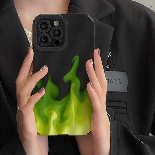 Funda suave con llama verde para iPhone 🌋🔥™