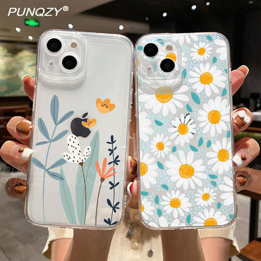 Funda de teléfono con diseño floral de plantas de otoño y margaritas🌹🌹™